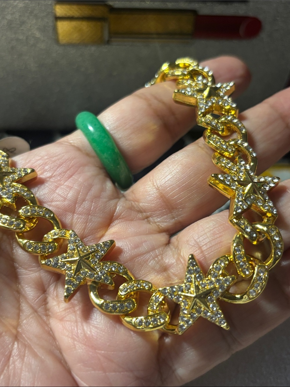 8” Gold Star Link Bracelet with Crystal Accents - Women Jewelry